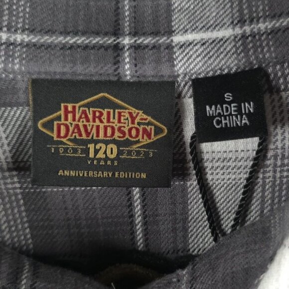 NWT HARLEY-DAVIDSON 120th Anniversary Retro Flannel Plaid Long Sleeve Shirt Sz S - Picture 7 of 16